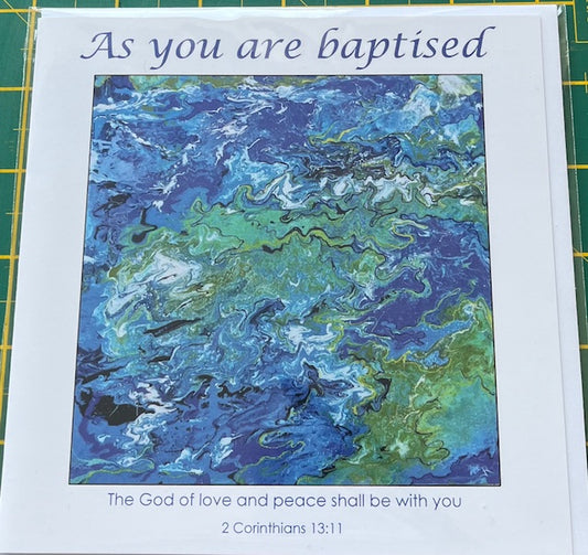 Greeting Card - Baptism - Abstract Ocean Blue