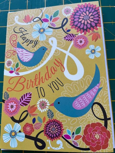 Birthday Card - Happy Birthday to you - Bird/floral