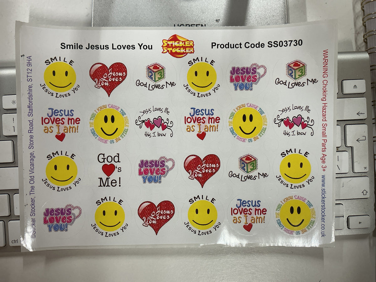 Smile Jesus Loves You Stickers x 24