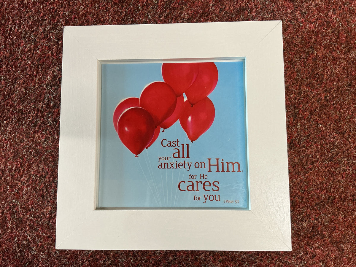 Cast all your anxiety Framed Print