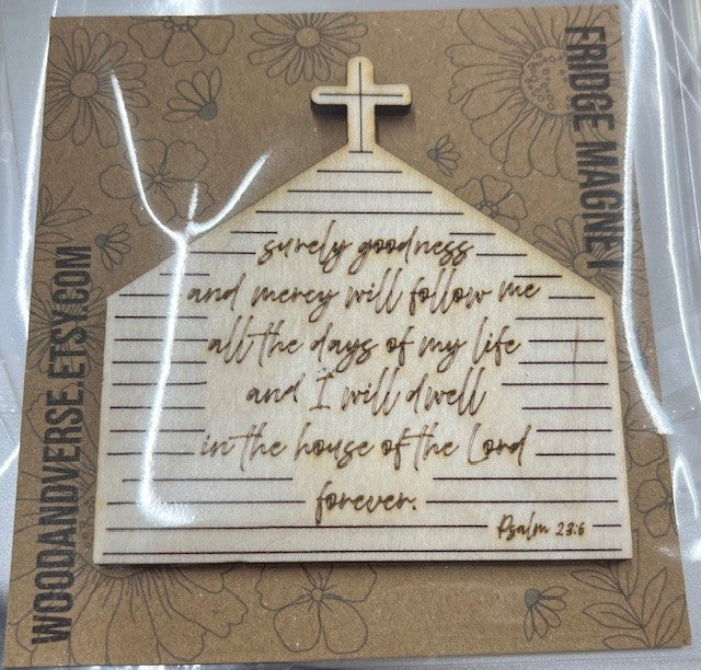 Wooden Fridge Magnet - Natural - Church
