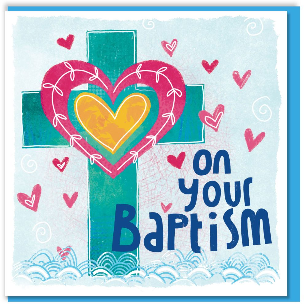 Cross and Heart Baptism Card
