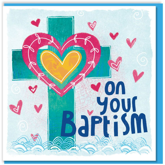Cross and Heart Baptism Card