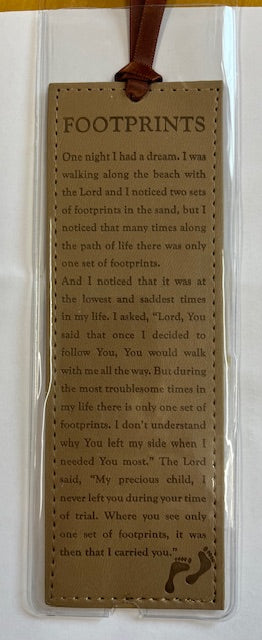 Christian Art Leather Bookmarks - Footprints