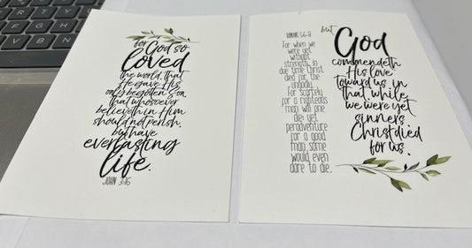 A6 Double sided  Encouragement Card - For God so loved