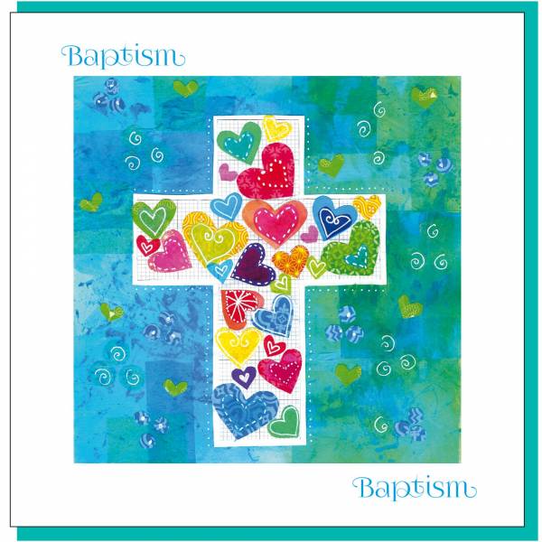 Hearts and Crosses Baptism Card