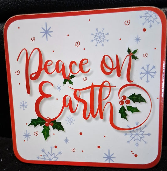 Peace on Earth Christmas Coaster