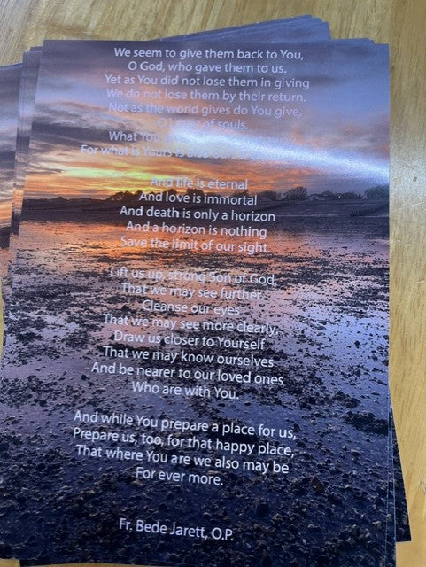 Prayer Card - Poem by Fr Bede - Pink Sunset