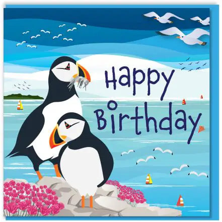 Birthday Card - Puffins