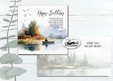 Happy Birthday  - Fishing on Lake - Birthday Card