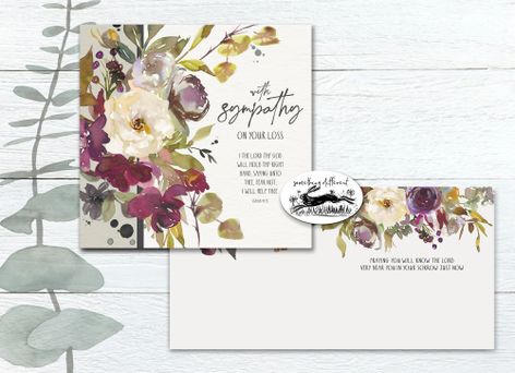 With Sympathy  - White Rose and Peony - Sympathy Card