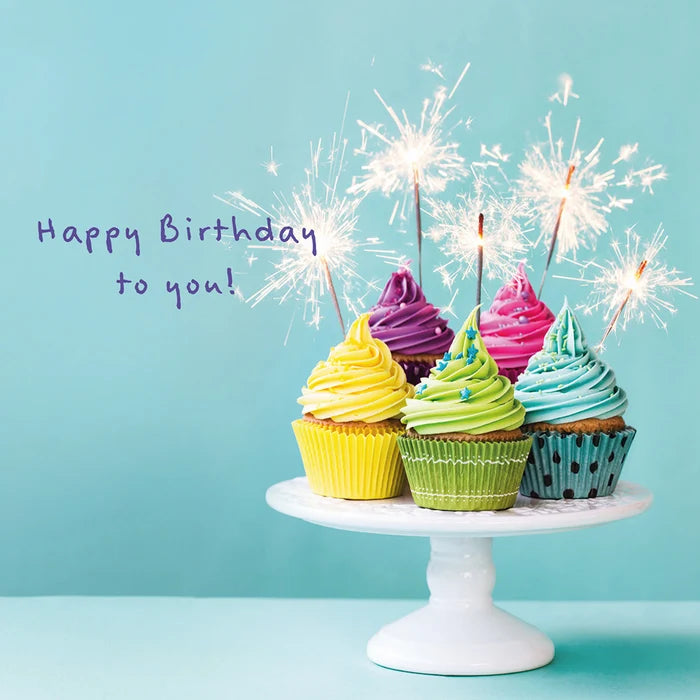Happy Birthday Card  - Sparkling Cupcakes