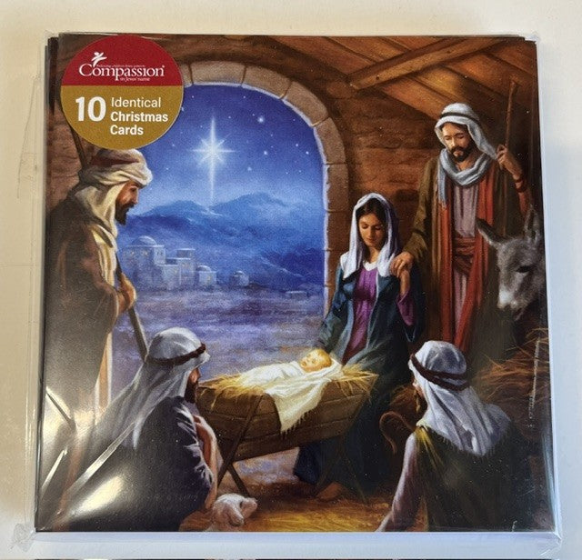 Stable Scene - Compassion Mini Christmas Cards - Pack of 10
