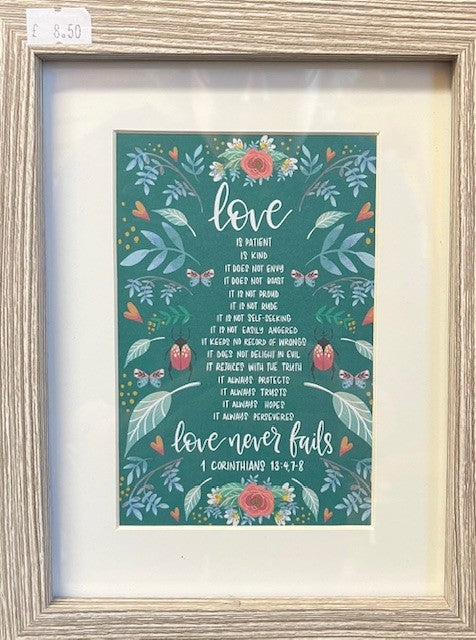 Love Is Patient - Grey Wood Effect Framed Print - PIC02