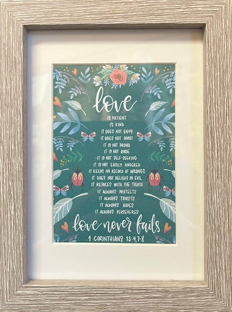 Love Is Patient - Grey Wood Effect Framed Print
