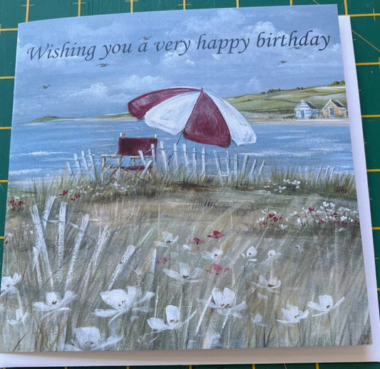 Birthday Card - Wishing you a very happy birthday - umbrella